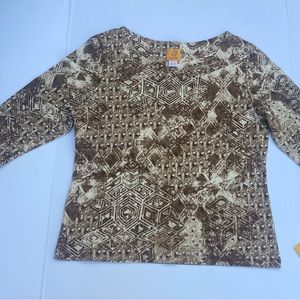 Ruby Rd. TOP 3/4 Sleeves, Soft & Comfy Size L Great print!